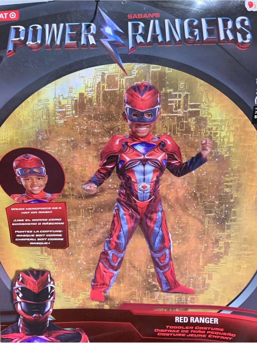 New Power Rangers toddler boy size 2T red Ranger costume and mask